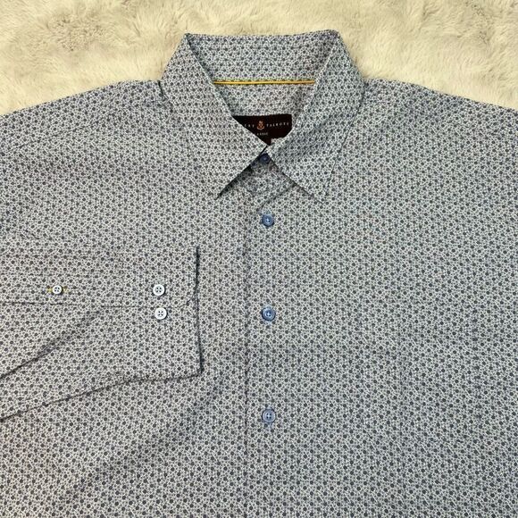 ROBERT TALBOTT Classic 100% Cotton Dress Shirt Size XXL Blue Pattern Button Up - Picture 2 of 8